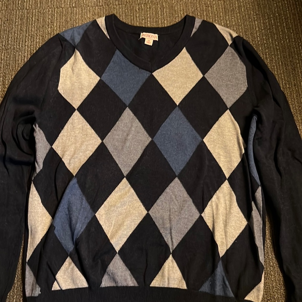 🌴Mens Blue Gray argyle Merona Sweater size M